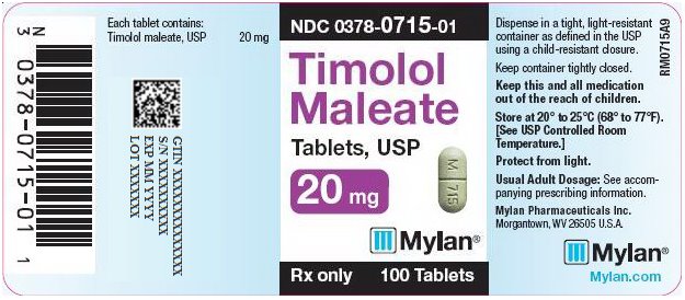 Timolol Maleate Tablets, USP 20 mg Bottle Label