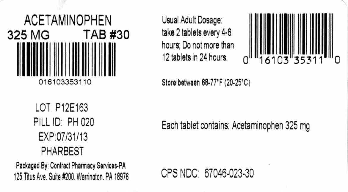 Acetaminophen 325 mg #30