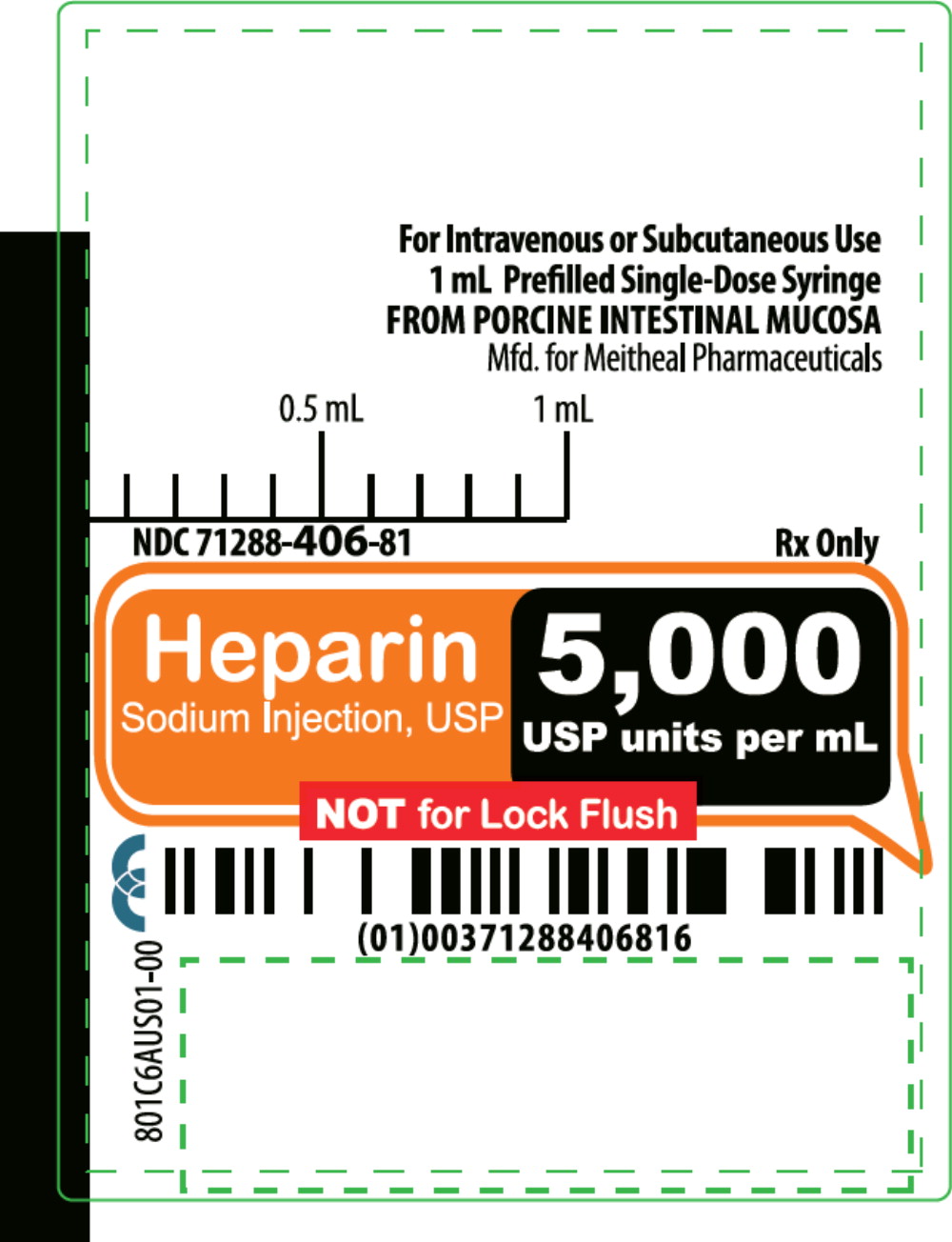 Principal Display Panel – Heparin Sodium Injection, USP 5,000 USP units per mL Syringe Label
