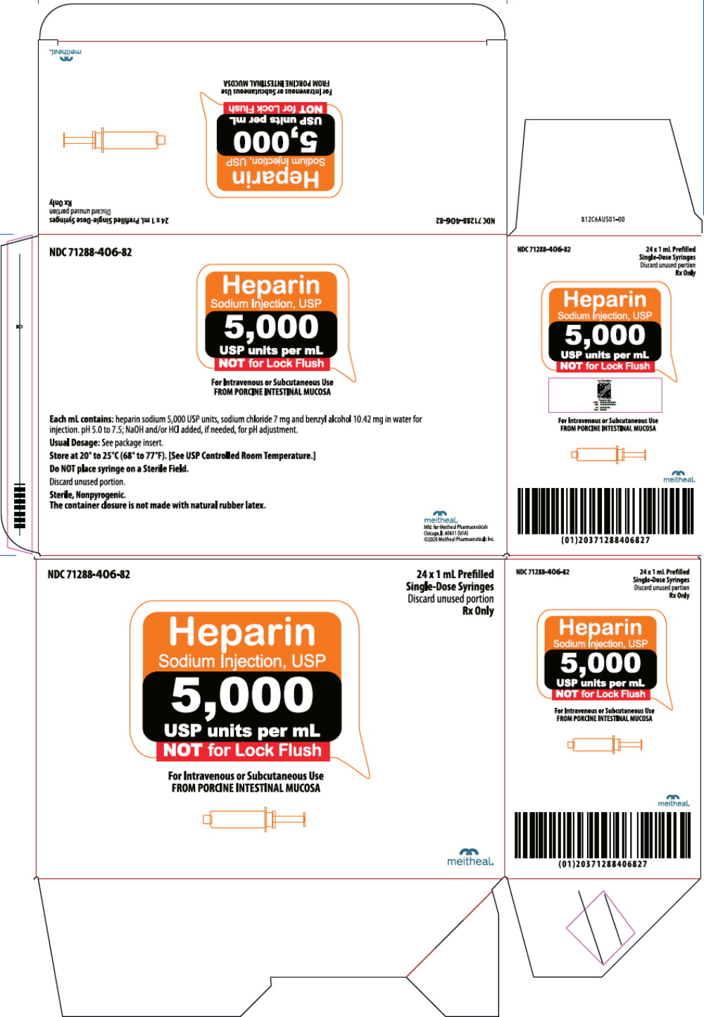 Principal Display Panel – Heparin Sodium Injection, USP 5,000 USP units per mL Carton
