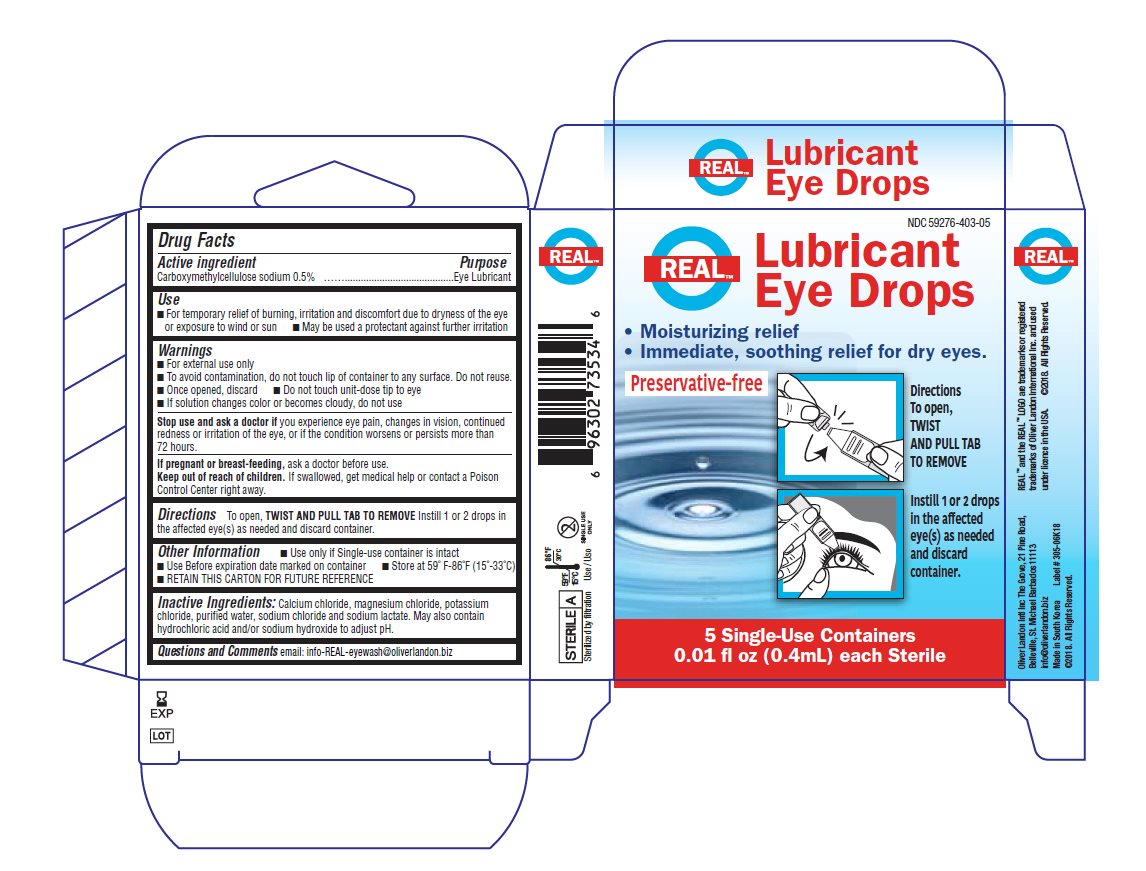 Real Lubricant Eye Drops label