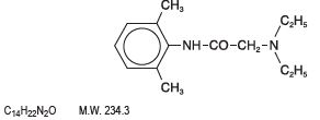 Lidocaine Structure with formal and Mole wt