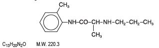 Prilocaine with formula and mole weight