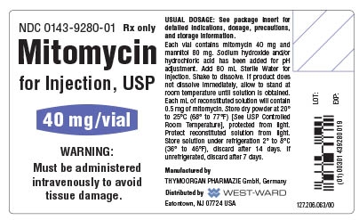 Mitomycin for Injection, USP 40 mg/vial container label