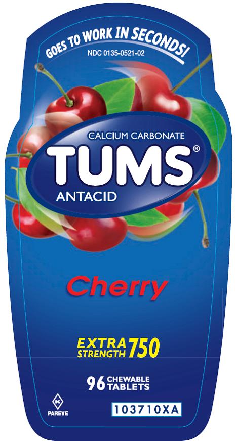 Tums Extra Strength Cherry 96 count front label