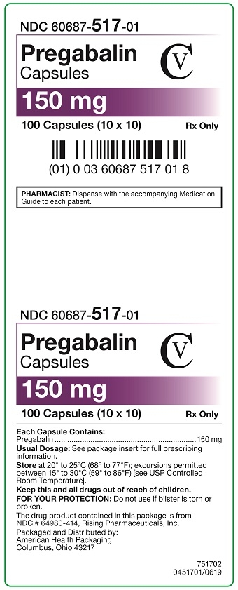 150 mg Pregabalin Capsules Carton