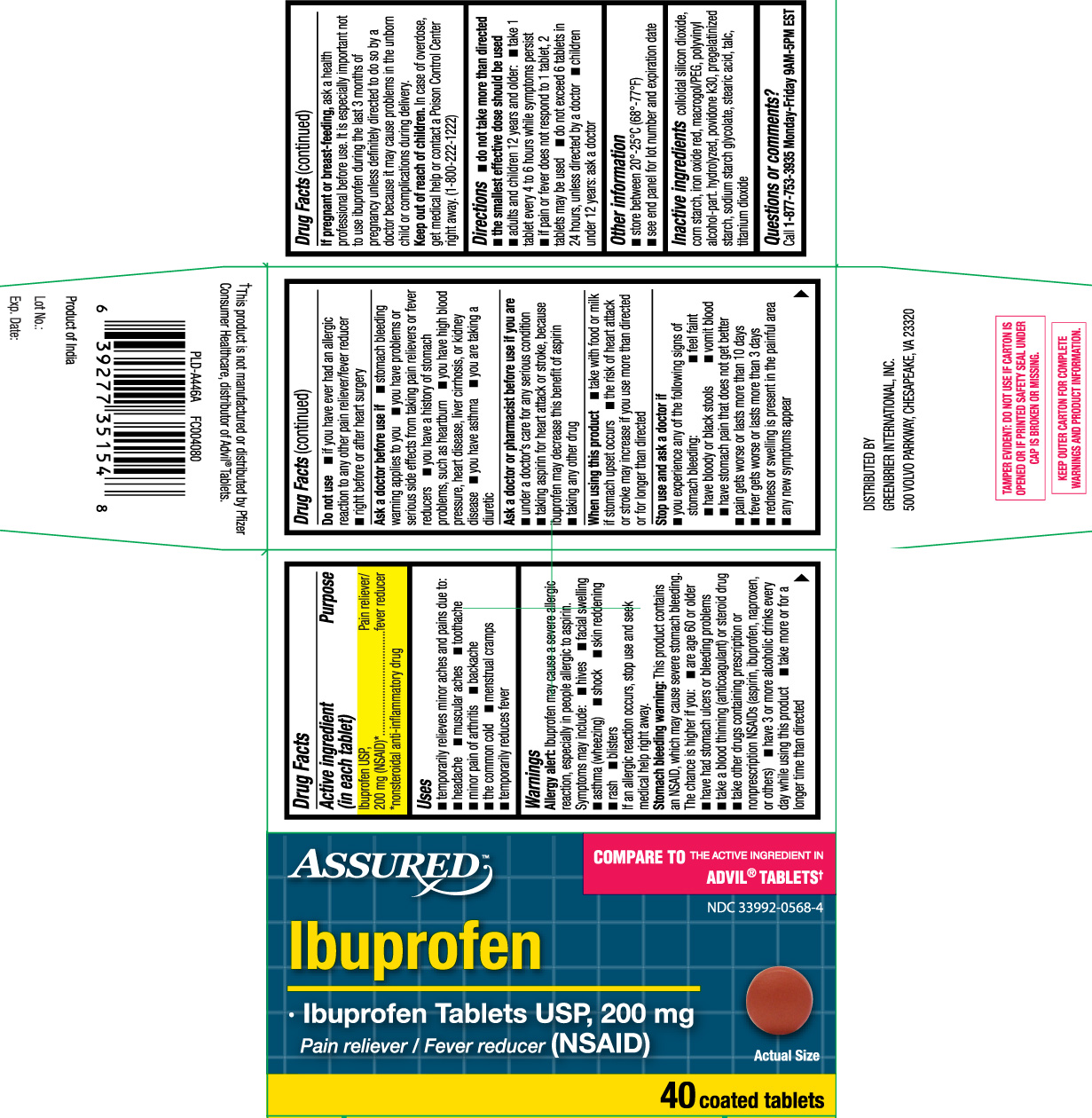 Ibuprofen USP, 200 mg (NSAID)* *nonsteroidal anti-inflammatory drug
