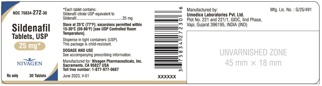 Sildenafil Citrate Tablets 25 mg - NDC: <a href=/NDC/75834-272-30>75834-272-30</a> - 30 Tablets Label