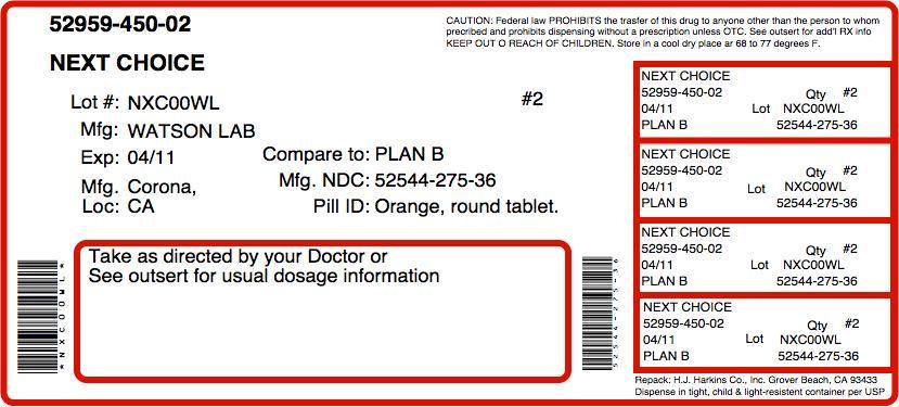 PRINCIPAL DISPLAY PANEL
NDC: <a href=/NDC/52544-275-36>52544-275-36</a>
Next Choice&#8482; 
(Levonorgestrel) tablets 0.75 mg