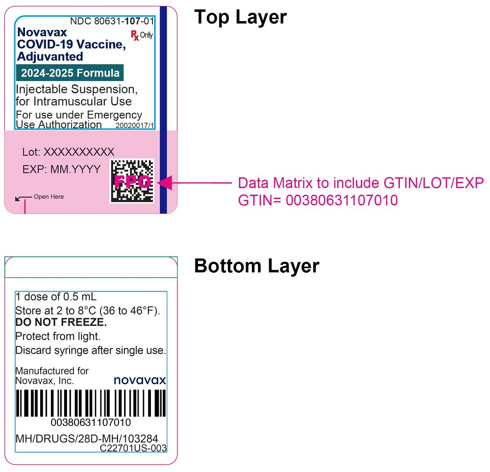 Novavax COVID-19 Vaccine, Adjuvanted (2024 – 2025 Formula) – Syringe Label