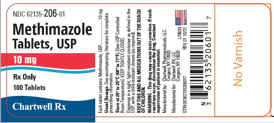 Methimazole Tablets, USP 5 mg - NDC: <a href=/NDC/62135-205-01>62135-205-01</a> - 100 Tablets Label