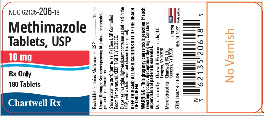 Methimazole Tablets, USP 5 mg - NDC: <a href=/NDC/62135-205-18>62135-205-18</a> - 180 Tablets Label