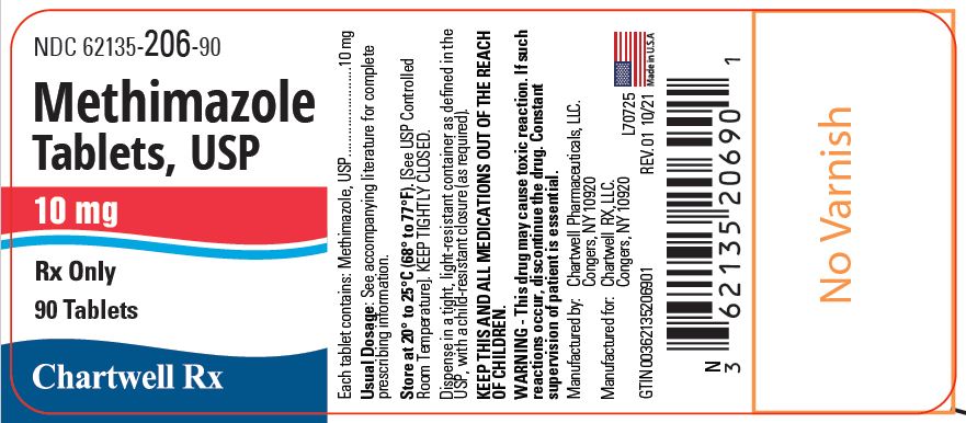Methimazole Tablets, USP 5 mg - NDC: <a href=/NDC/62135-205-90>62135-205-90</a> - 90 Tablets Label