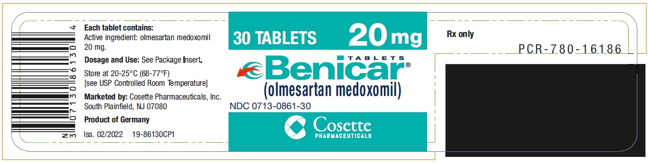 PRINCIPAL DISPLAY PANEL NDC: <a href=/NDC/0713-0861-30>0713-0861-30</a> TABLETS Benicar (olmesartan medoxomil) 20 mg 30 TABLETS Rx only