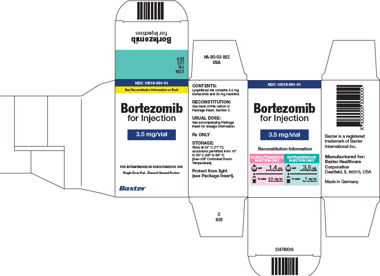 Bortezomib Representative Carton Label 10019-991-01  1 of 2