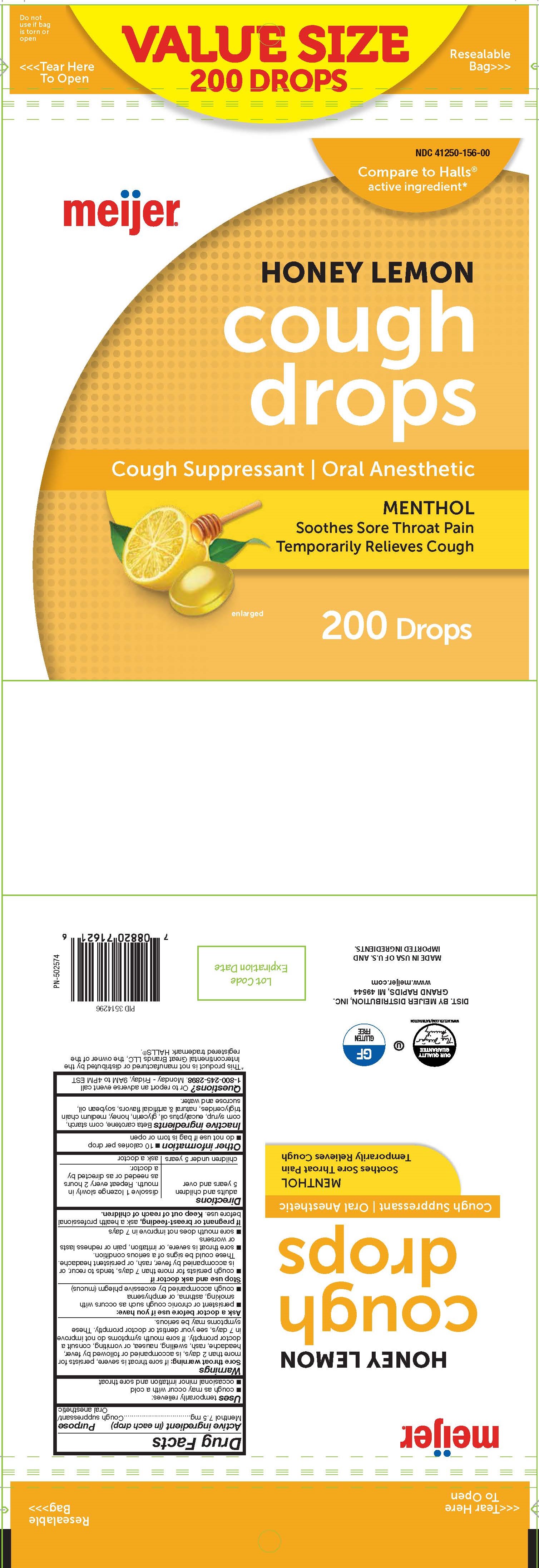 Meijer Honey Lemon 200ct Cough Drops