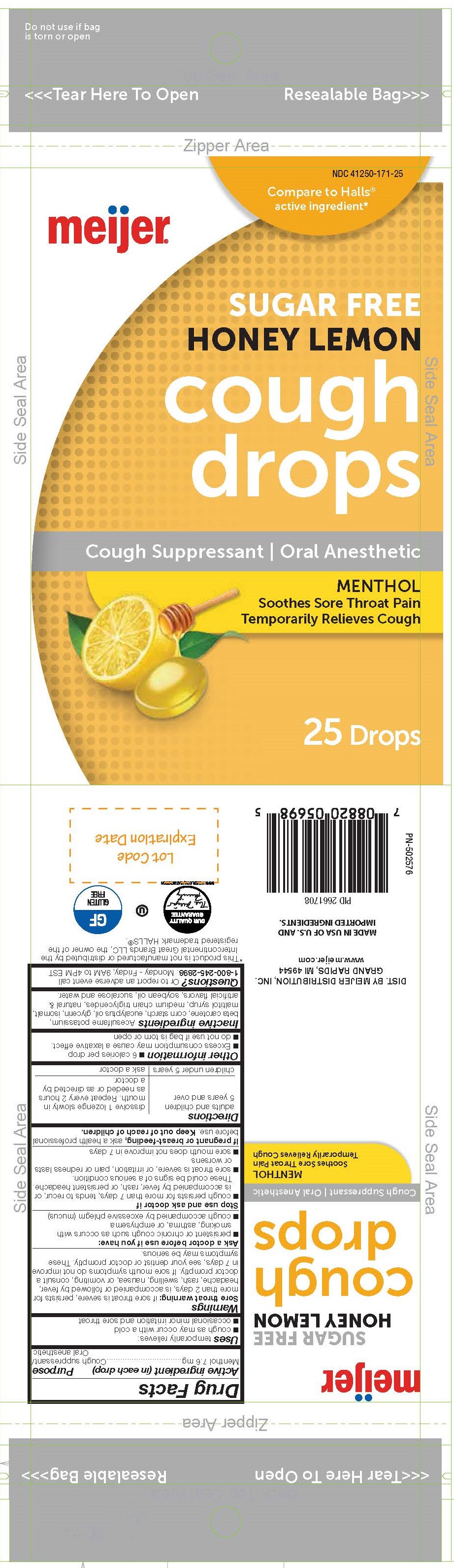 Meijer SF Honey Lemon 25ct Cough Drops