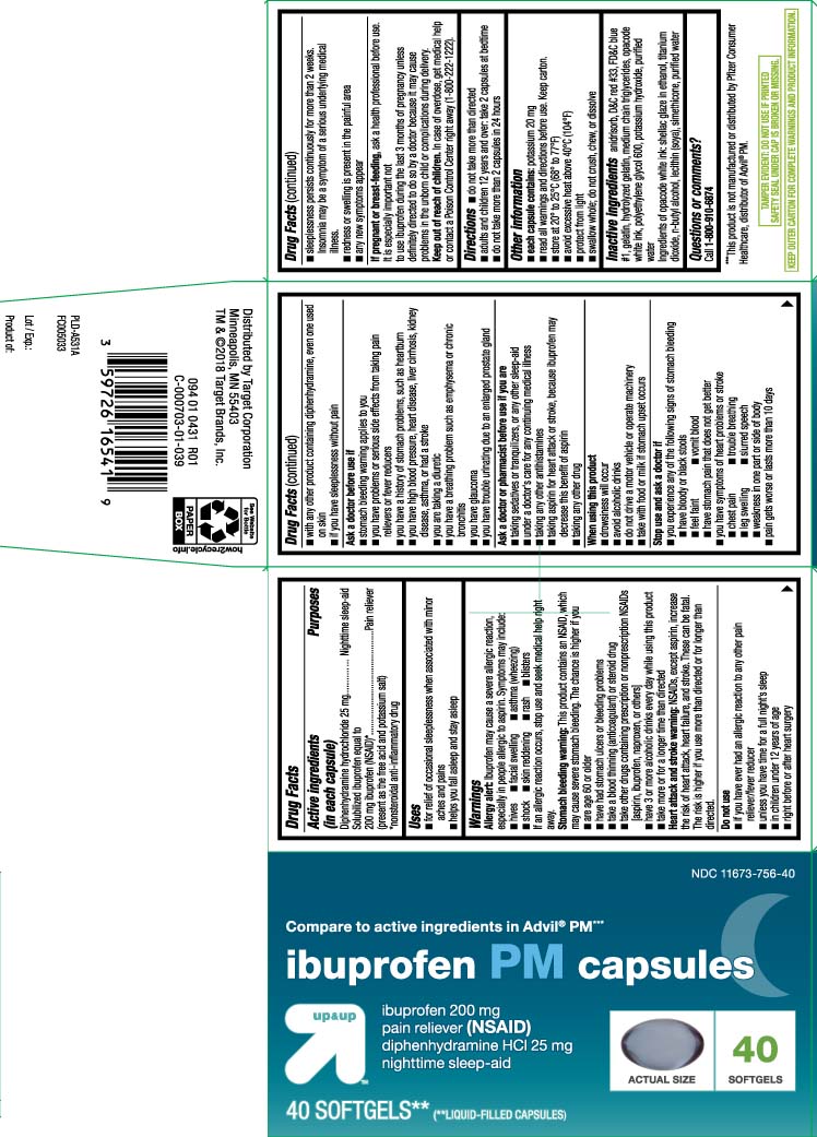 Diphenhydramine Hydrochloride 25 mg, Solubilized ibuprofen equal to 200 mg ibuprofen (NSAID)* (present as the free acid and potassium salt) *nonsteroidal anti-inflammatory drug