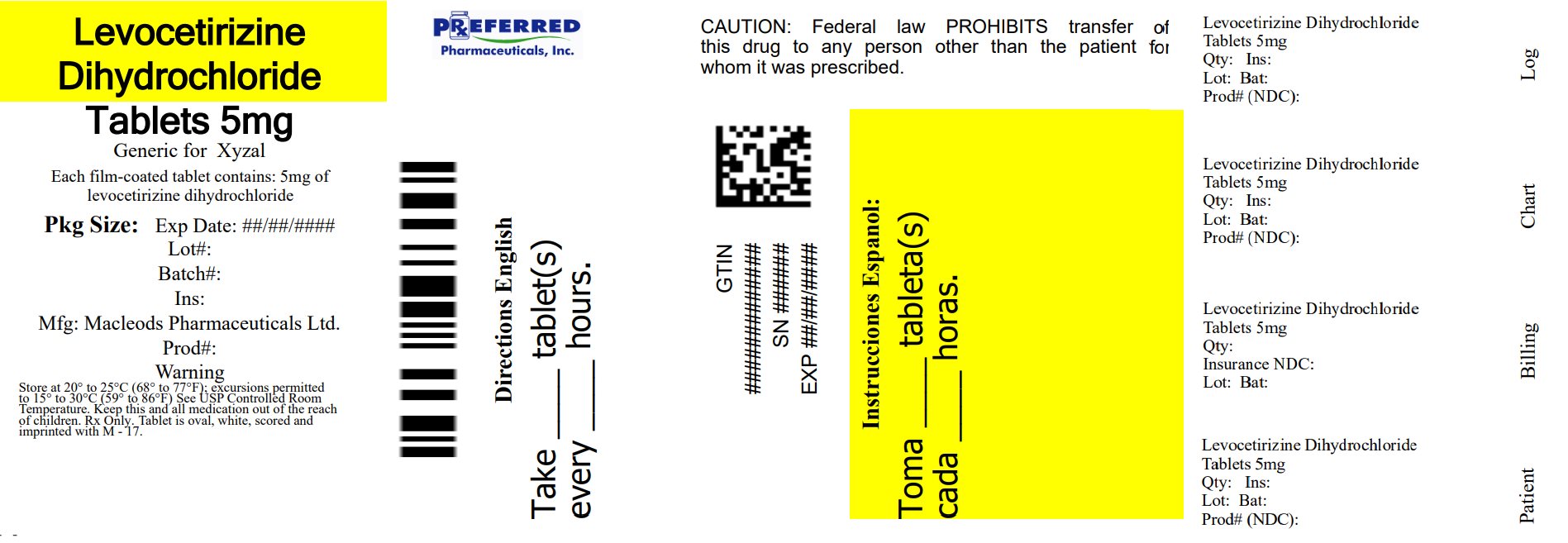 Levocetirizine Dihydrochloride Tablets 5mg 