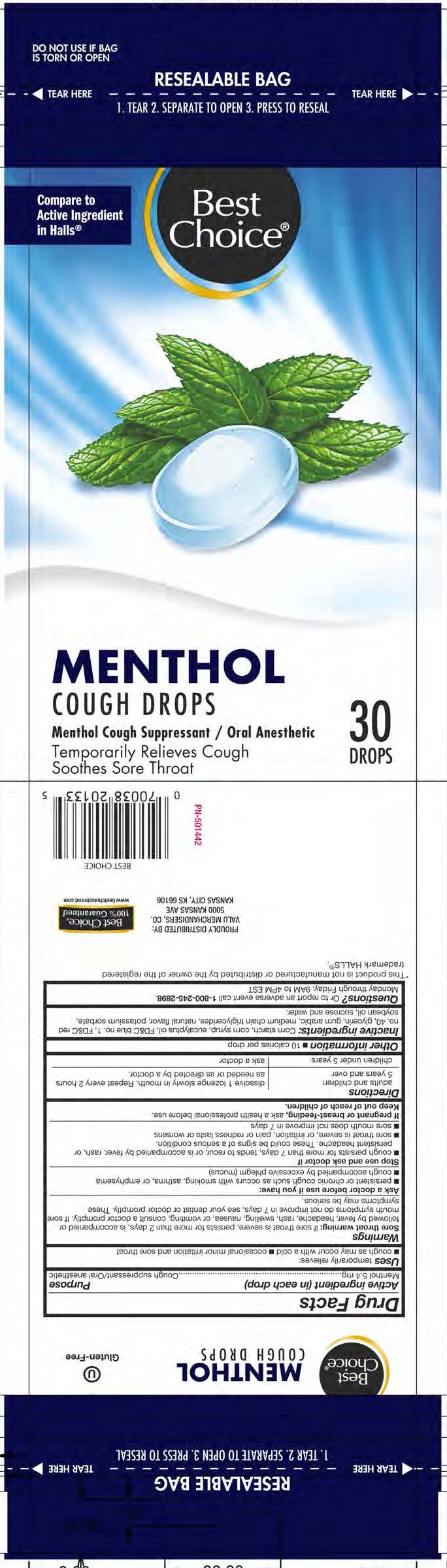 Best Choice Menthol 30ct cough drops