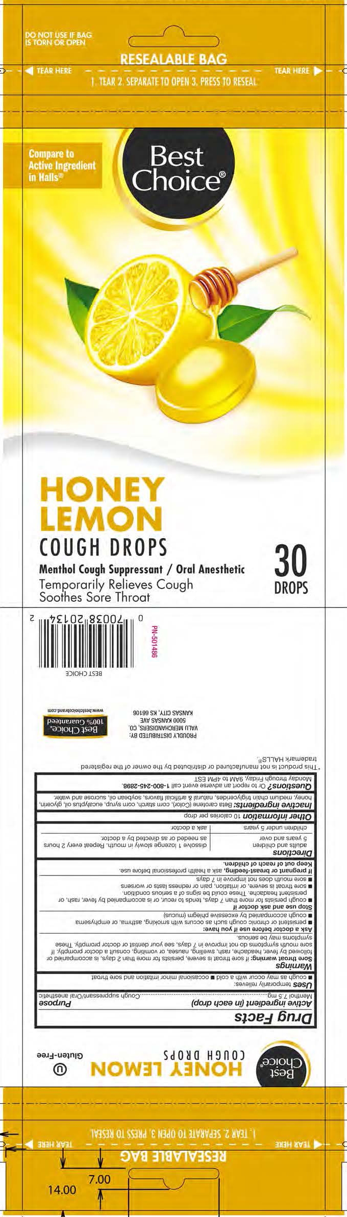 Best Choice Honey Lemon 30ct cough drops