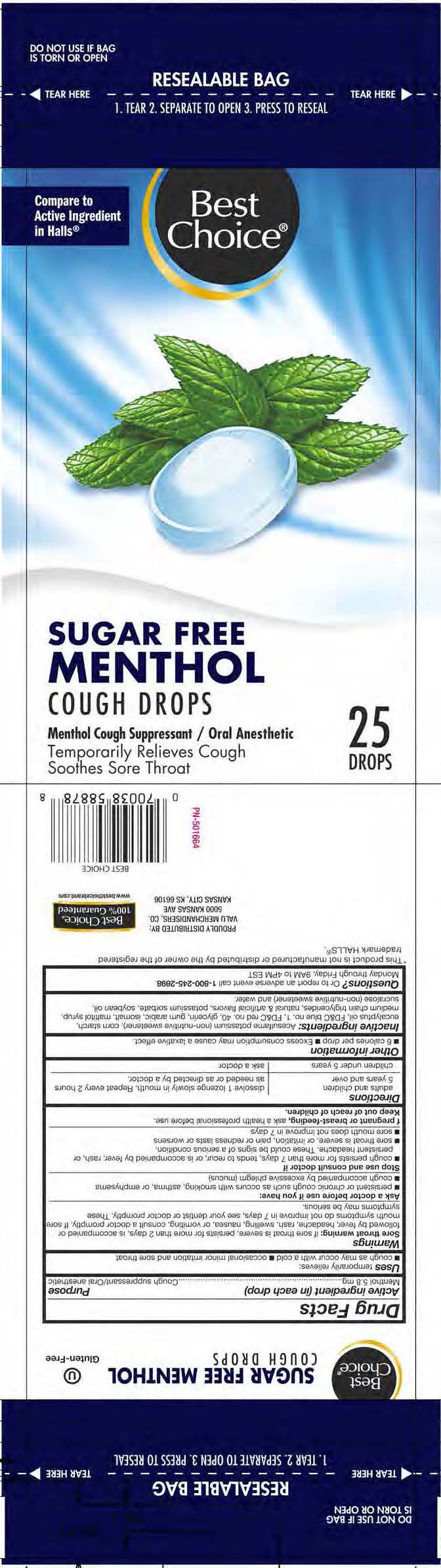 Best Choice SF Menthol 25ct cough drops
