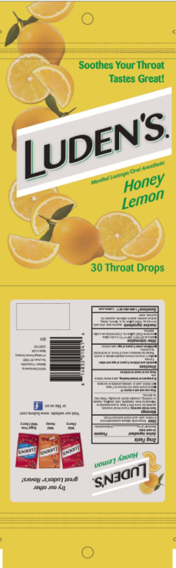 Luden's Honey Lemon Sore Throat Drops 30 ct Bag