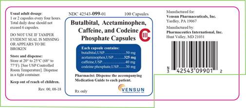 Principal Display Panel - Butalbital, Acetaminophen, Caffeine, and Codeine Phosphate Capsules Bottle Label