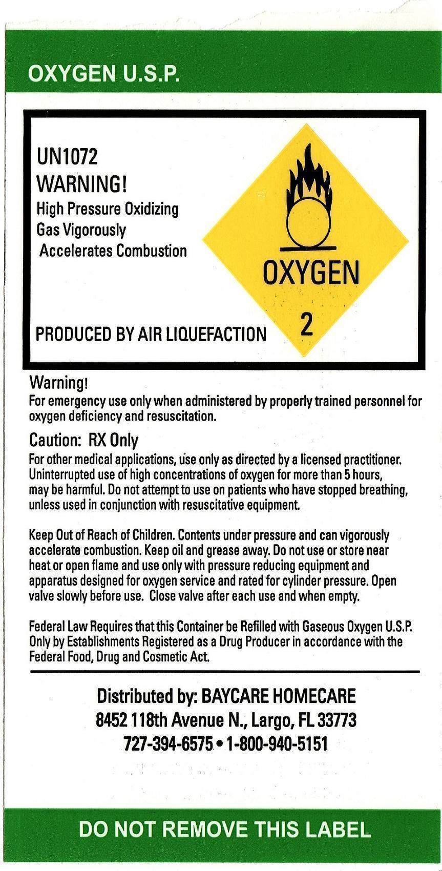 Oxygen Gas Label