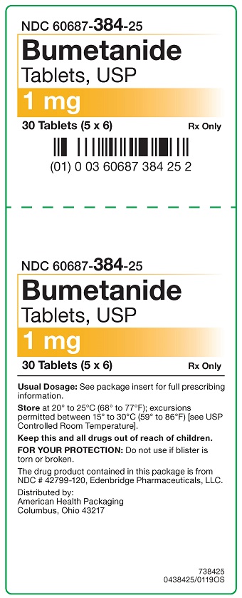 1 mg Bumetanide Tablets Carton - 30UD