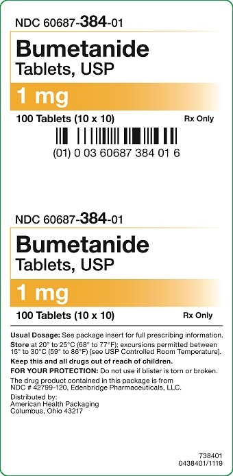 1 mg Bumetanide Tablets Carton - 100UD