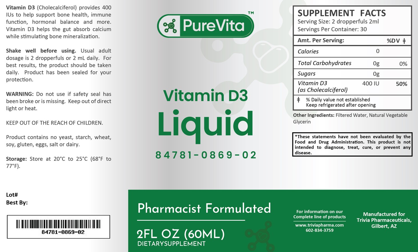 Vitamin D3 Label