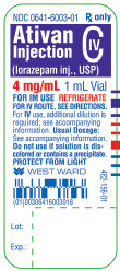 Ativan Injection (lorazepam injection, USP) CIV 4 mg/mL 1 mL Vial