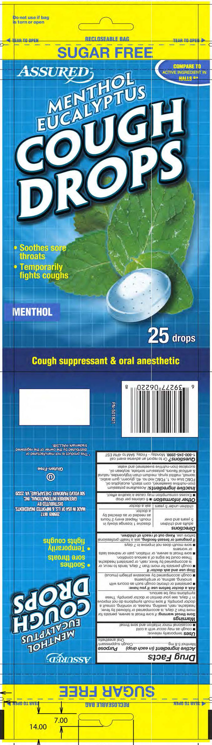 Assured SF Menthol 25ct Cough Drops