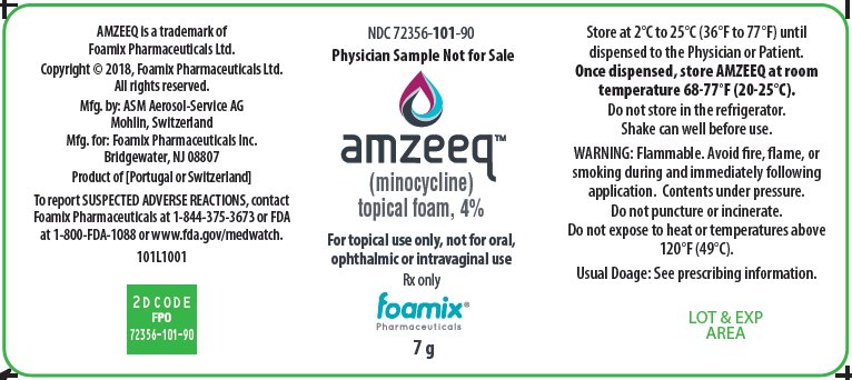 Amzeeq (minocycline) topical foam, 4% physycian sample carton label