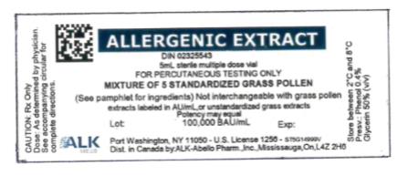 ALLERGENIC EXTRACT
5mL sterile multiple dose vial
MIXTURE OF 6 STANDARDIZED GRASS POLLEN
100,000 BAU/mL
