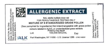 ALLERGENIC EXTRACT
5mL sterile multiple dose vial
MIXTURE OF 7 STANDARDIZED GRASS POLLEN
100,000 BAU/mL
