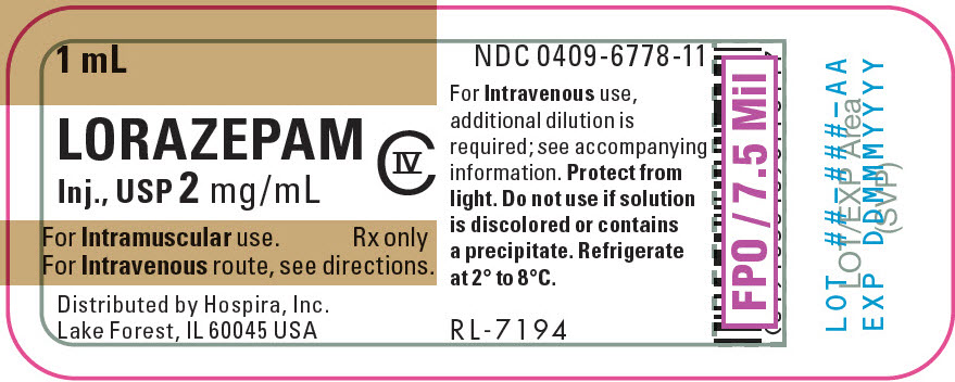PRINCIPAL DISPLAY PANEL - 2 mg/mL Vial Label - 6778