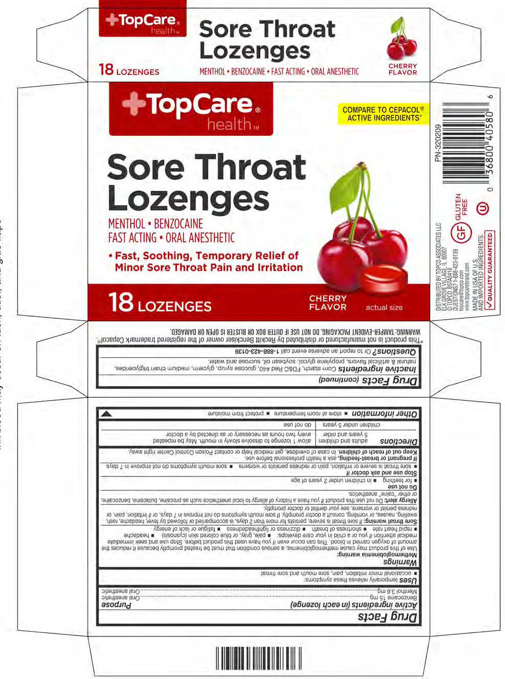 TopCare Cherry Benzocaine 18ct Lozenges