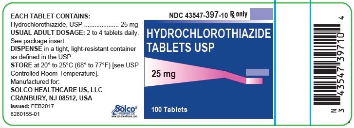 Hydrochlorothiazide Tablets, USP 25 mg 100 count.
