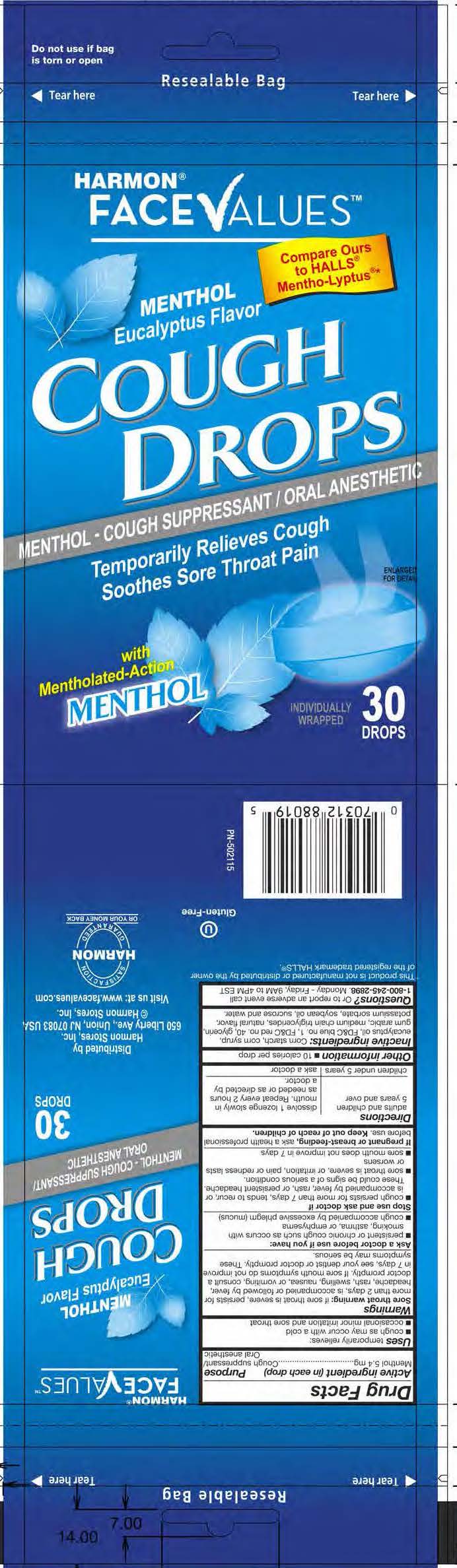 Harmon Menthol 30ct Cough Drops