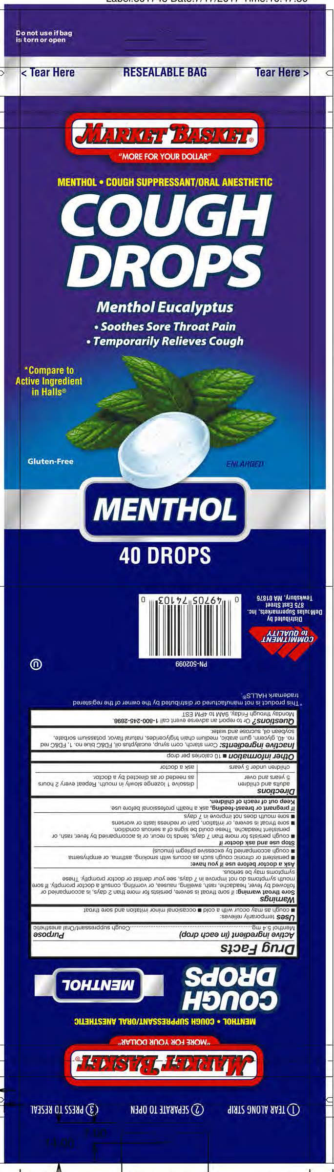 Market Basket Menthol 40ct Cough Drops