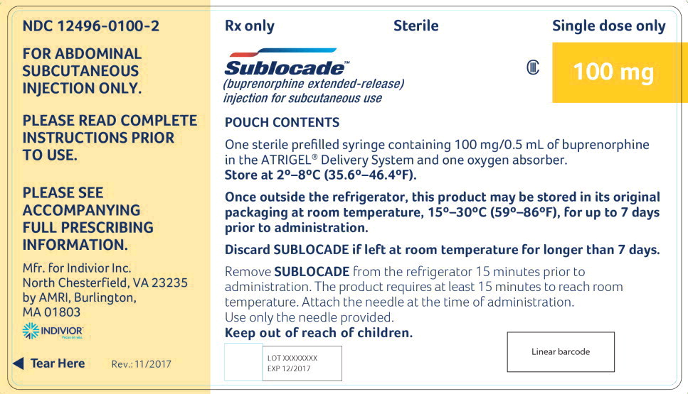 Principal Display Panel - Sublocade 100 mg Pouch Label
