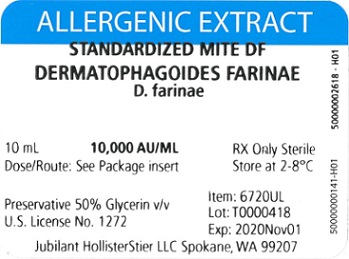 Standardized Mite, D. farinae 10 mL, 10,000 AU/mL Vial Label