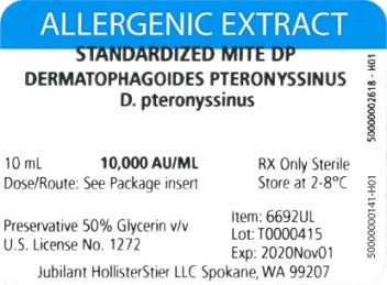 Standardized Mite, D. pter 10 mL, 10,000 AU/mL Vial Label