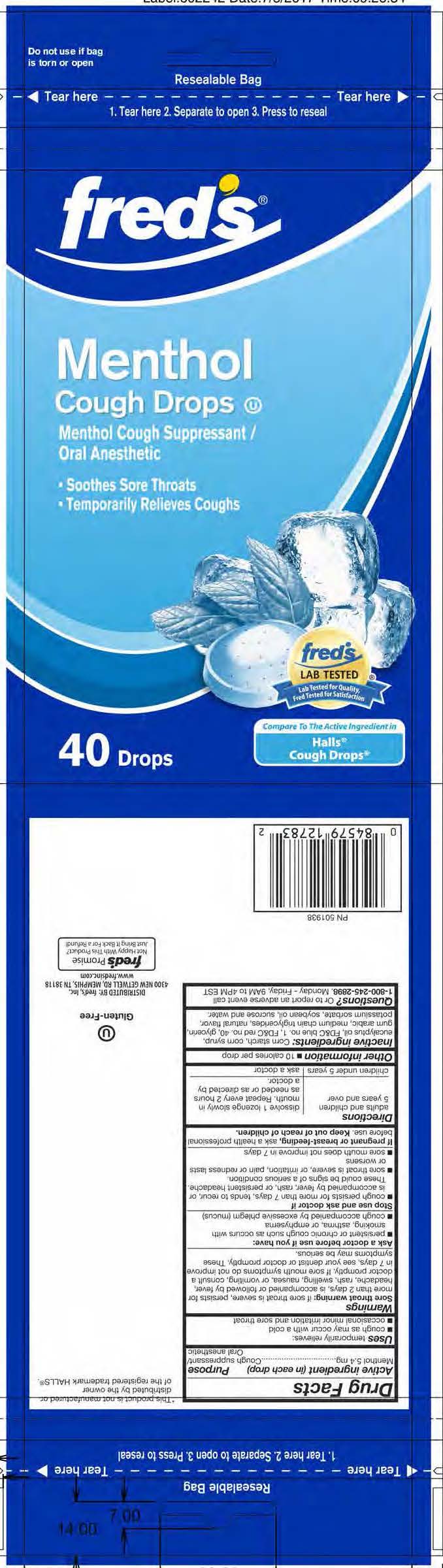 Freds Menthol 40ct cough drops