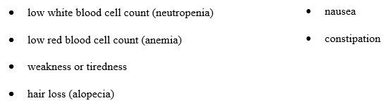 Patient Information table of side effects - 1