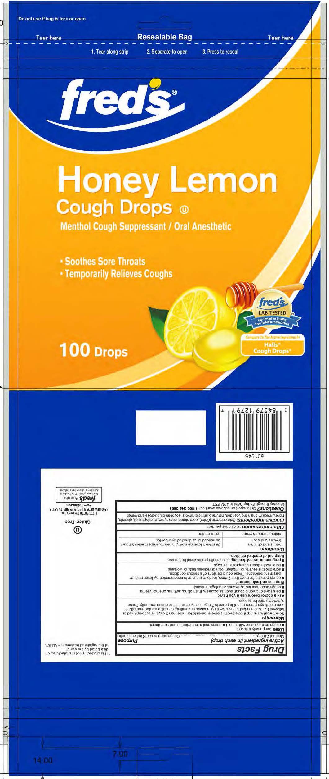 Freds Honey Lemon 100ct cough drops
