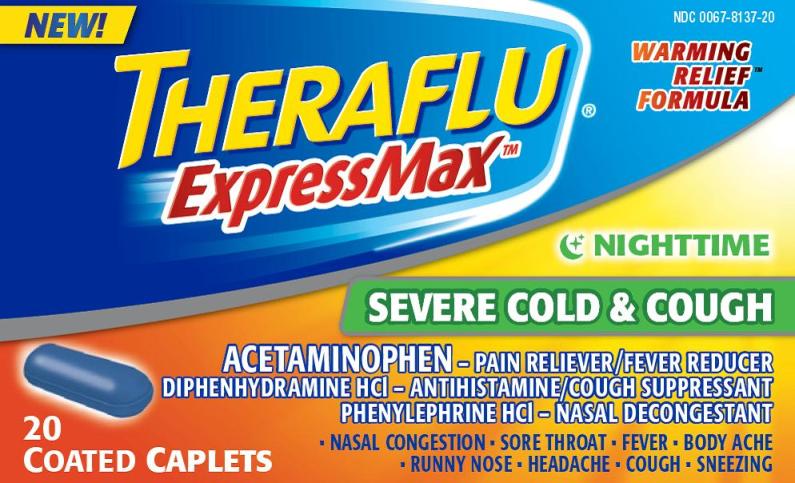 Theraflu Expressmax Nighttime Severe Cold and Cough caplet carton