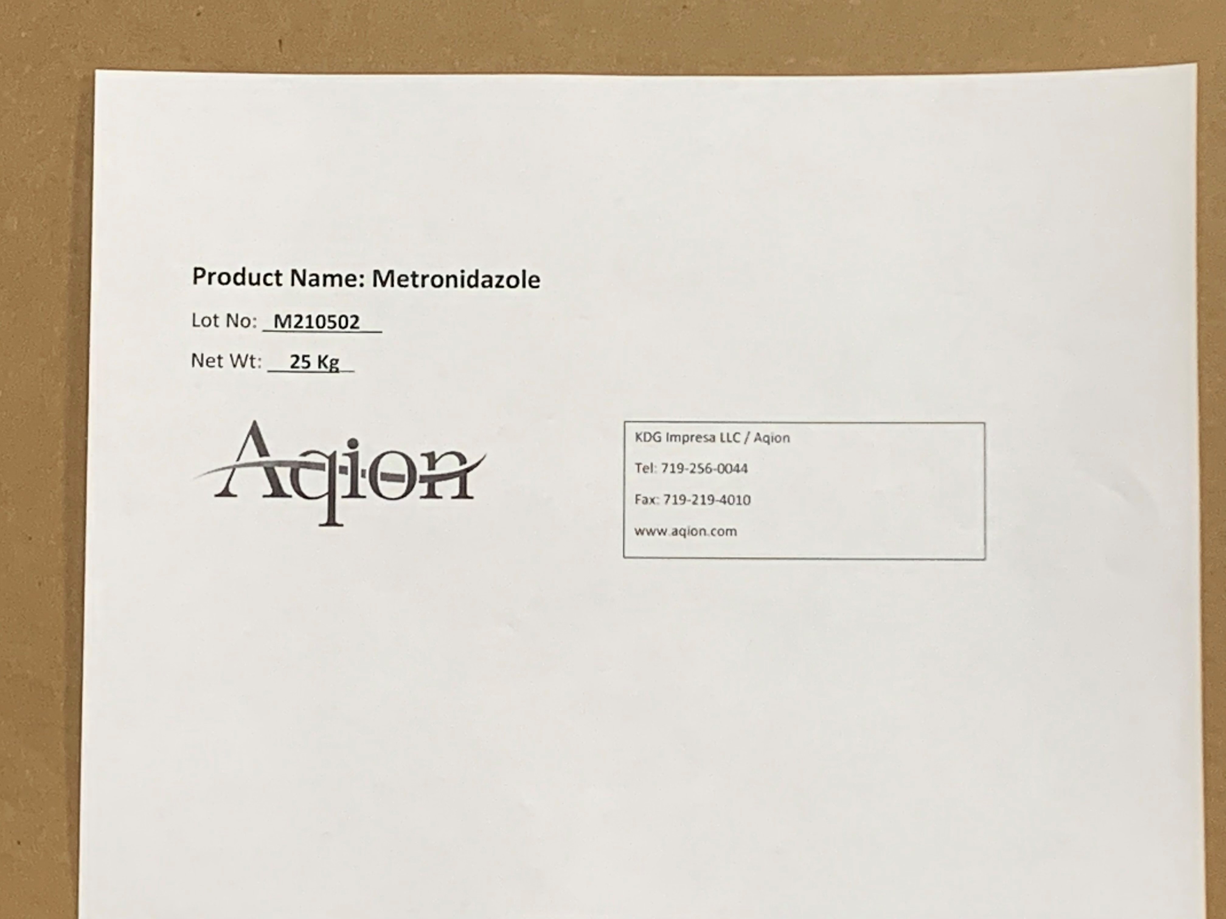 Aqion Bulk Product Label Sample Neomycin Sulfate